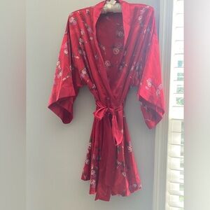 Victoria's Secret Red Floral Kimono Robe